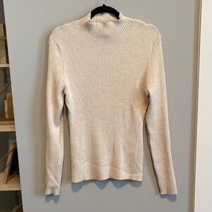 H&M Cream Ribbed Turtleneck Sweater